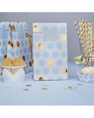 5 bolsas de lunares azules y dorados - Pattern Works Blue