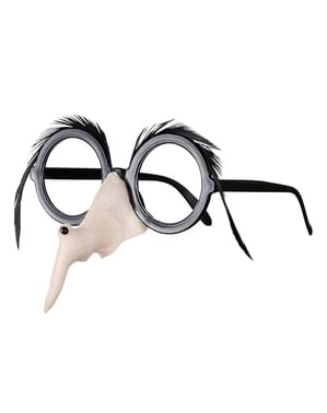 Lunettes de sorcière avec nez et sourcils noirs
