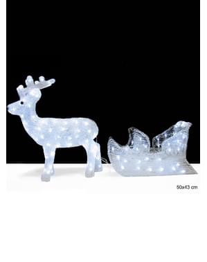 Reno luminoso navideño con trineo