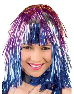 Adult's Festive Shiny Multi-coloured Wig