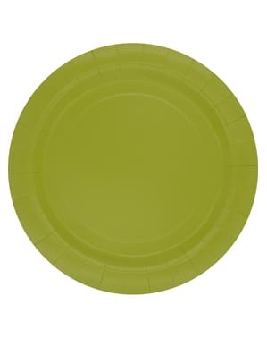 Pappteller (23 cm) limettengrün 8 Stück - Unifarben